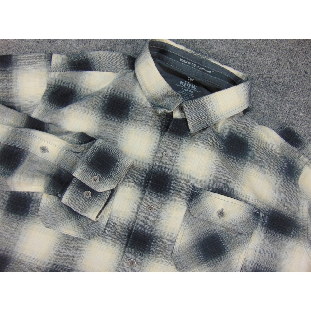 Kuhl Response Shirt Mens Large Gray Black Plaid Button Up Flannel Gorpcore - Picture 10 of 11